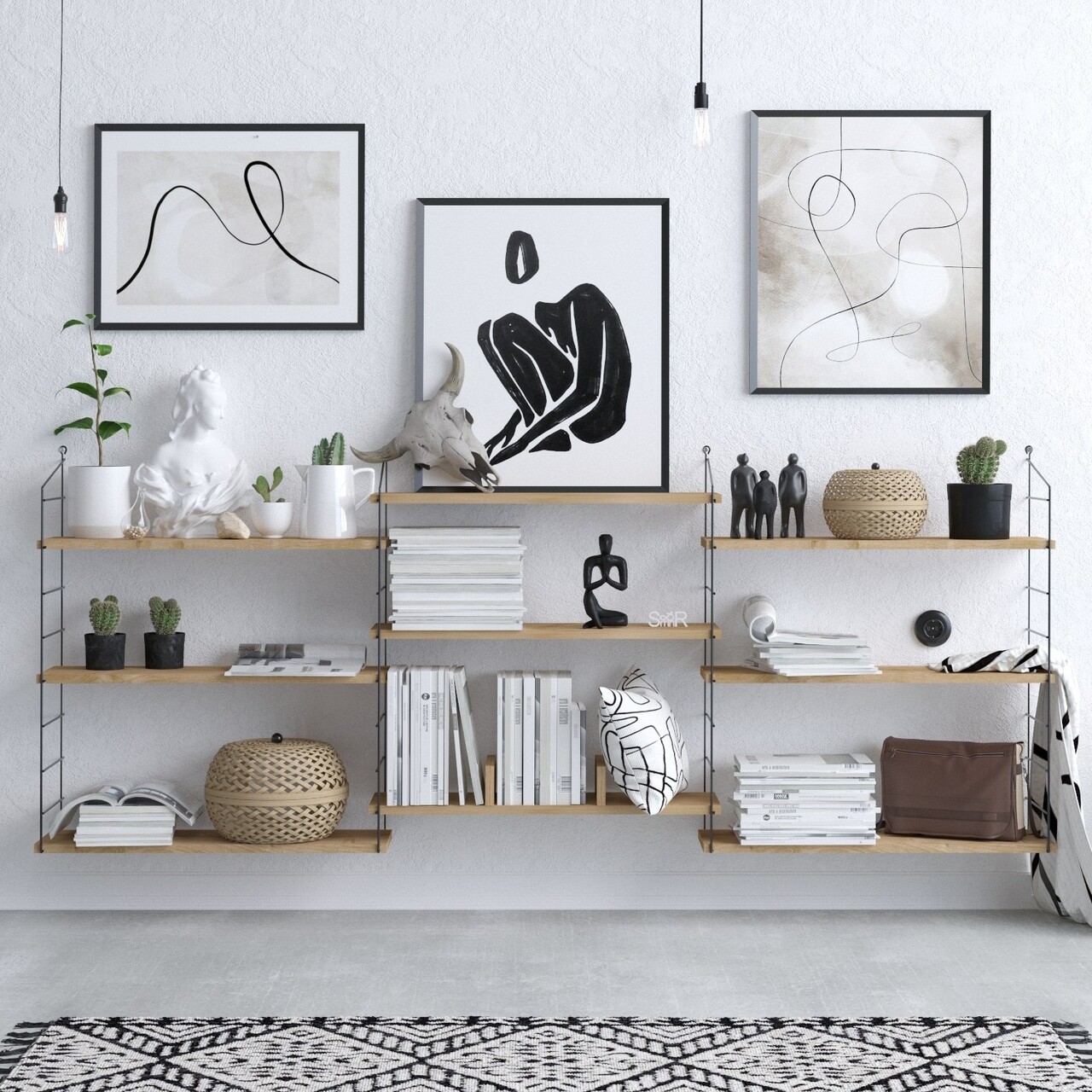 Biblioteca, Emerald, Lungo, 85 x 216 x 20 cm, pal melaminat, stejar - imagine 5